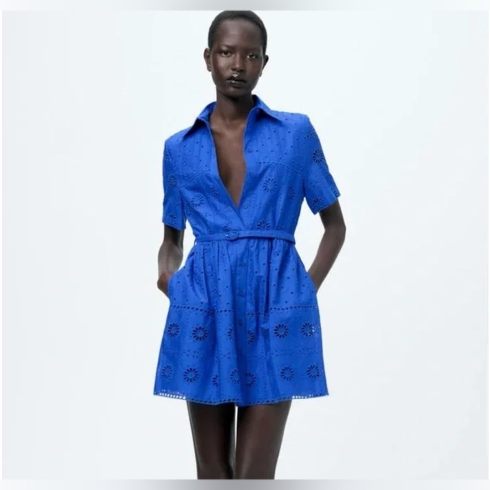 NWT Zara Blue Embroidered Dress